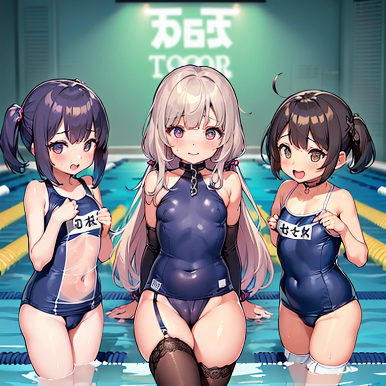 ,(((Sexy for women(((See-through)))Lingerie,Shiny bodysuit,Smooth and silky clothing,Trimmed combination,Lace Stockings,Erotic leash,pajamas))),Highest quality、High resolution、Detailed Background、(Beautiful face in every detail:1.4)、Anatomically correct、(Detailed facial expressions)、(fine grain:1.2)、 beauty、cuteカラーの髪色、Braided Ponytail、Braided bob cut、Braided twin tails、Navy School Swimsuit、(Flat Chest)、Perfect body line、Thick thighs、Please show me your whole body、
(Five beautiful girls in school swimsuits are having fun at the school pool.:1.5)、
Big smile、Laughing with your mouth open、My whole body is wet、My hair is wet too、Fun atmosphere、Embrace each other、cute仕草、cute,,(((ベルトとストラップ付きのFor women下着セット,Metal Chain,Sexy Lingerie,4 Piece Set,Porn Wear,Nightclub Temptation,For women))),
