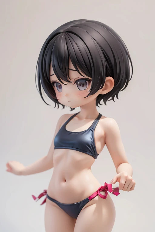 Swimsuit、bikini、Girl、Girl、Primary school students、slender、Slender、Black Hair、Short Hair、The forehead is visible、Forehead、whole body、Deformed character