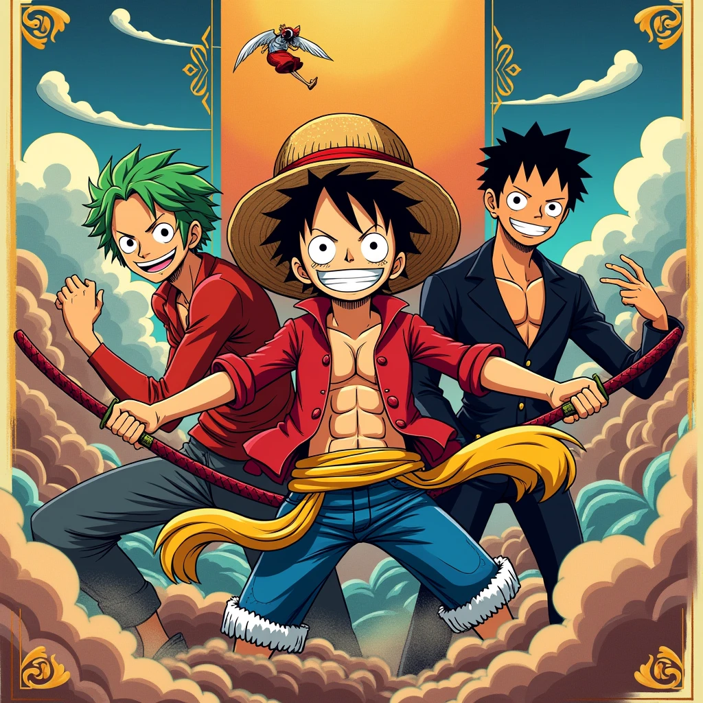 One piece zoro sanji luffy aesthetic poster