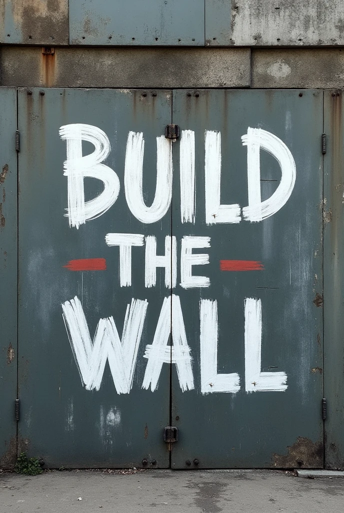 a cement wall with "build the wall" grafittid on to it
