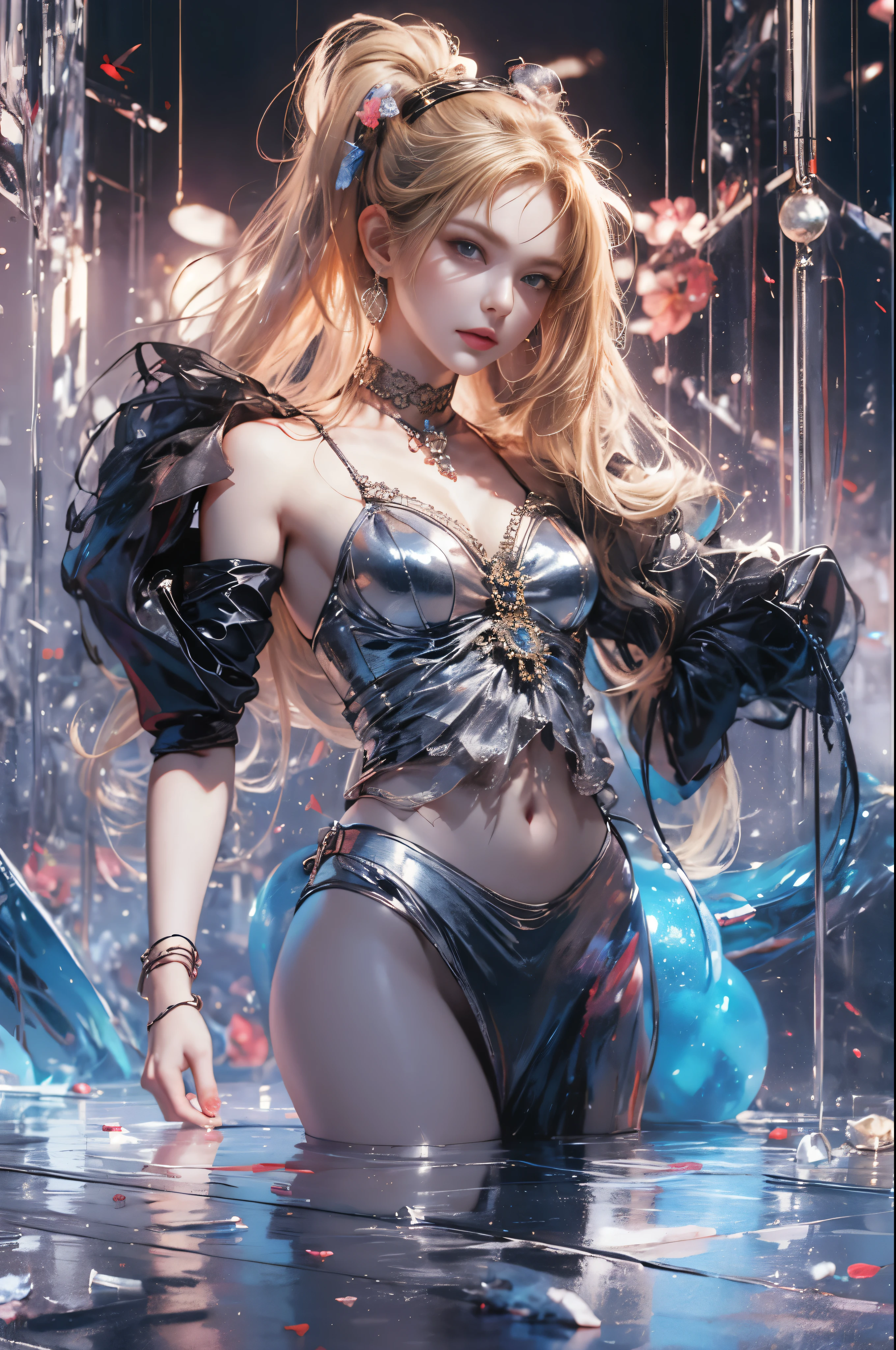 (8k extremely detaileded CG unit wallpaper),(Highest quality),(Best illustrations),(Best Shadow), (detailed: 1.4), 。.。.。.。.。.。.。.3d, んdebtdebt(High Dynamic Range), Light Tracing, NVIDIA, Super Resolution, Scattered under the surface, PBR Textures, Post-processing, Anisotropy debtiltering, Written boundary depth, Maximum sharpness and accuracy, Multilayer Texture, Albedo and Specular Maps, Surface Shading, Accurate simulation of light-matter interactions, Perfect balance, Octane Rendering, Two-tone lighting, wide aperture , Low ISO,White balance,Three-part method,8K RAW,intricate-detailed, Delicate pattern, Deep Shadow, masterpiece, Genuine, Roughness, SurGenuine, Canon EOS R5でphotograph, 50mm lens, debt/2.harp debtocus, Smoothing, Roughness, Real Life, PhotoGenuineistic, photograph, 8K Ultra HD,In the flower field,Blue debtlower Girl,1 person,alone,Europe,Beautiful Bride,A light smile,Highly detaileded blonde hair,Mature Woman,Sky Blue Gossamer Veil,Sky blue light cloak,Sky blue light coat,Sky blue thin skirt,Sky blue lace underwear,Sky Blue Lace,Sky Blue Gossamer Gloves,choker,Earrings,gem,Small items,Head ornament,Hand decoration,leg decoration,High heels,Huge breasts,Large Breasts,Big Breasts,Burst chest,Big Breasts,Ample breasts,Expose the chest,Exposed breasts,Tight waist,Naked butt,Big Ass,Bare Belly,belly button,Wet,Wet body,Sweaty body,Glowing Skin,