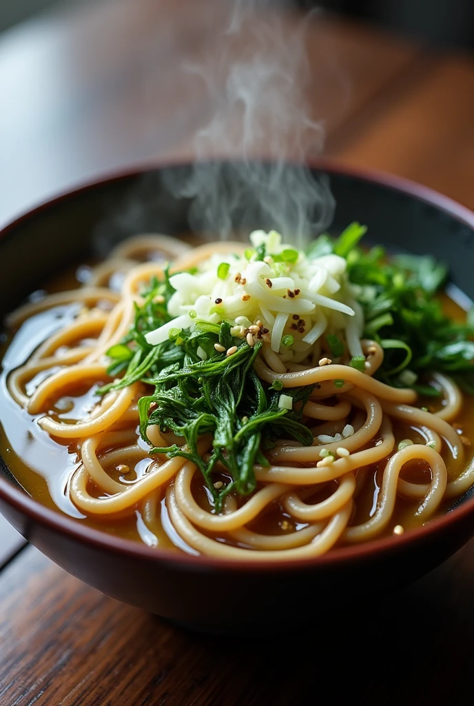 Chinese soba noodles seaweed Spring onion ramen