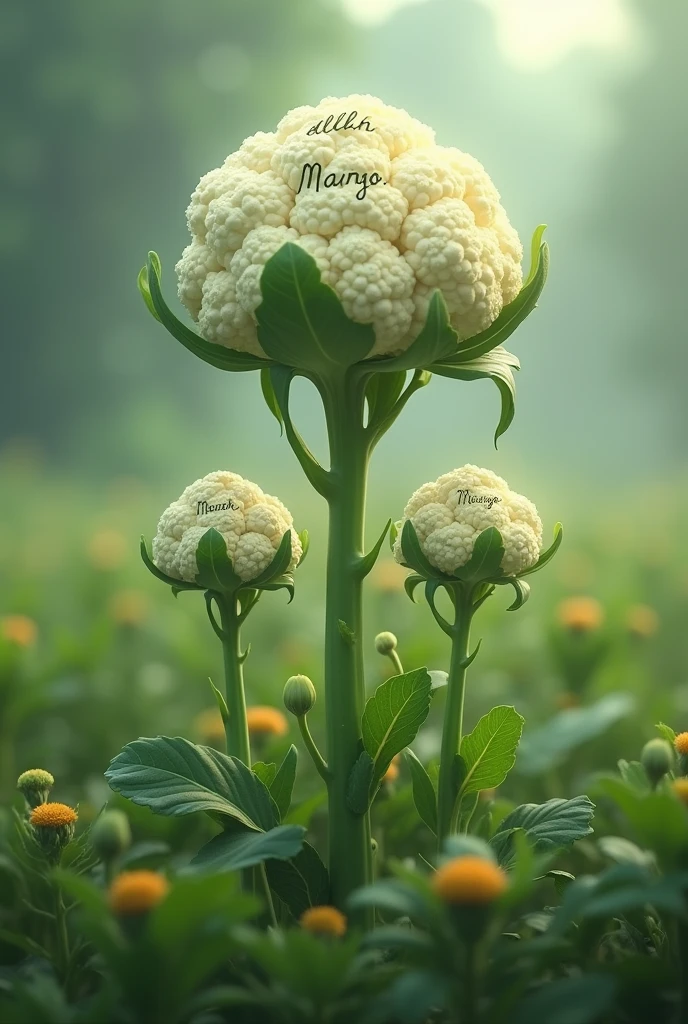 There is only one cauliflower in the field of a flower goddess whose Bhajan is 1000 tan. On top of it is a very big one, Allah is written once and on top of it is a very big one. Mango is written, make an image and show it.