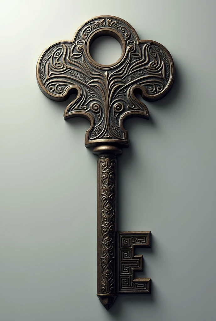 create a picture of a key with a Maori tribal design