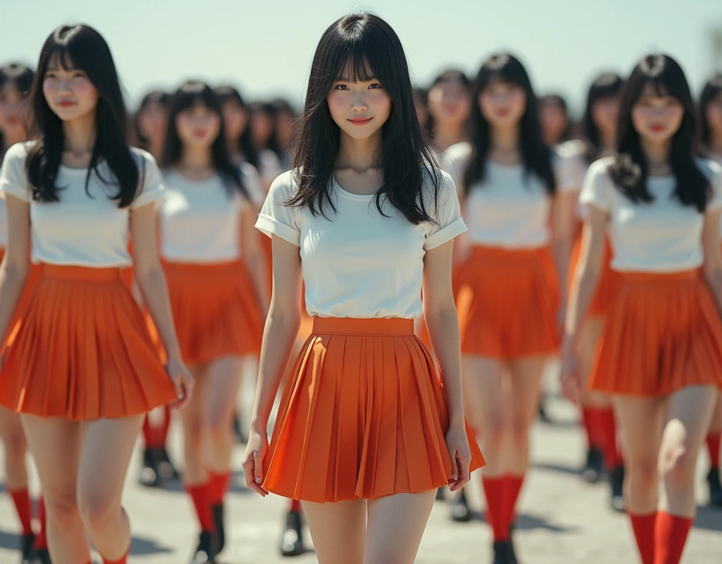 (((((Japanese Clone-girls=Myself))))), (((Super Best masterpiece Clone-girls Raw Photography Art))), (((16K, Highest quality, Ultra-high resolution, RAW Photos))), (((It&#39;s so unrealistic., With unparalleled depiction, With an unfathomable sight, An unprecedented and shocking worldview, Clone-girls: In a world of mass reproduction, Ultra-realistic))), (((Japanese Girls, Sasaki Nozomi, 26yo, Small face, Thick black hair, Medium to long hair, Dark Eyes, Mature face, Cute Smile, Smiling face, A gentle gaze, (((Very happy laughter)))))), (((Very beautiful detailed girls, Accurate body structure, Accurate body movements, Very detailed body, (((Super big breasts, Large bulge of ample breasts)))))), (((White short-sleeved shirt, I can see the cleavage, Emphasise the fullness of your breasts, Orange pleated mini skirt, Red color socks, Black leather shoes))), ((((((((Very detailed, Myself cloning, Depiction of splitting oneself, 1Myself girl→1,000,000,000,000,000,000,000,000,000,000Myself cloning girls)))))))), (((((((Myself clone-girlsから, Myself keeps multiplying, (Very detailed and intricate, To the exact, Flawless, (((In the same female body,With the same face, With the same hairstyle, In the same clothes, At the same height, 同じSuper big breastsである))), In a detailed depiction), 1,000,000,000,000,000,000,000,000,000,000 people))))))), (((((Myself girls only))))), (((((1,000,000,000,000,000,000,000,000,000,000Myself girls))))), (((((Very detailed depiction, Multiple or more Myselves, Physical contact, Pleasant conversation, Holding hands, Hug, walk, Turn around, Shift your gaze))))), (((Very detailed, Extremely crowded, Body-to-body contact with no gaps))), (Bright and soft light), (((((Clear and accurate perspective depiction, super wide view, Ultra-wide field of view, Focus on the average value of the image))))), A crowd of Myself filling up the horizon, Everyone is sexy!
