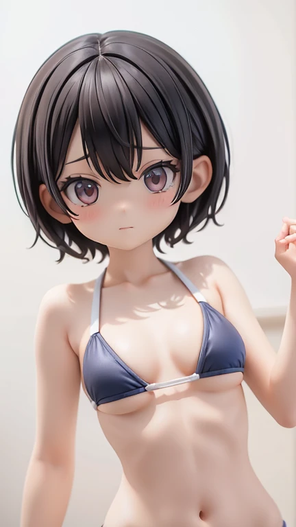 Swimsuit、bikini、Girl、Girl、Primary school students、slender、Slender、Black Hair、Short Hair、The forehead is visible、Forehead、Deformed character
