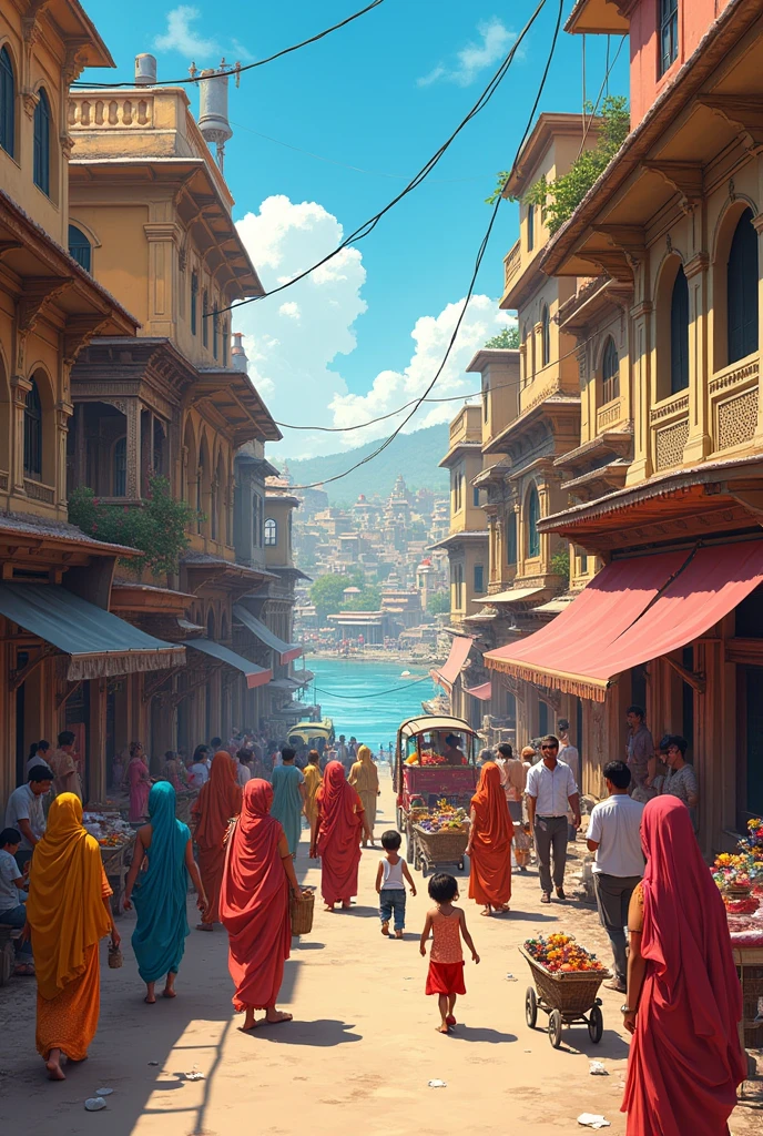 Street varanshi in india in anime