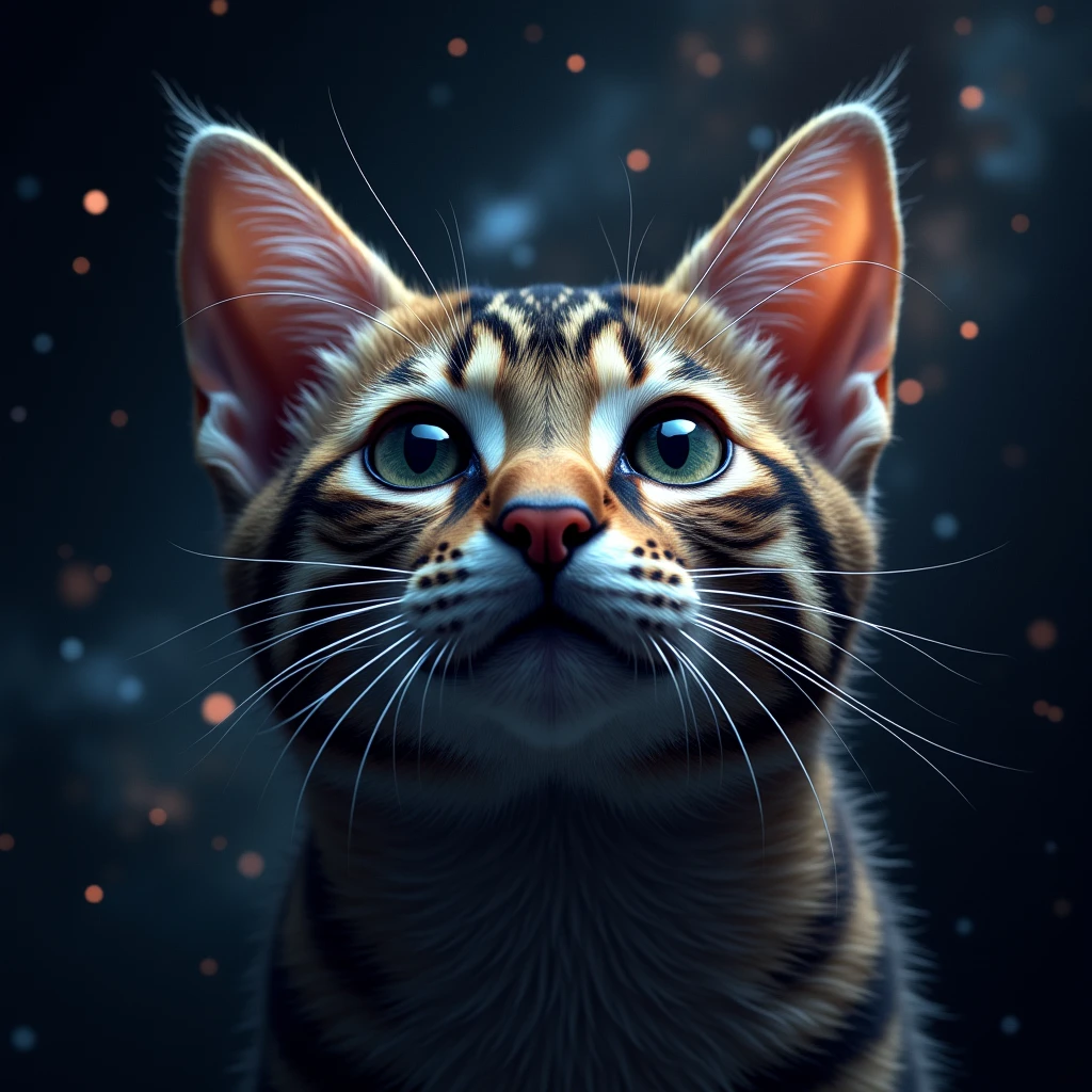 Cat face close up, Space in the background (Beautiful shining stars and galaxies), Space Cat,