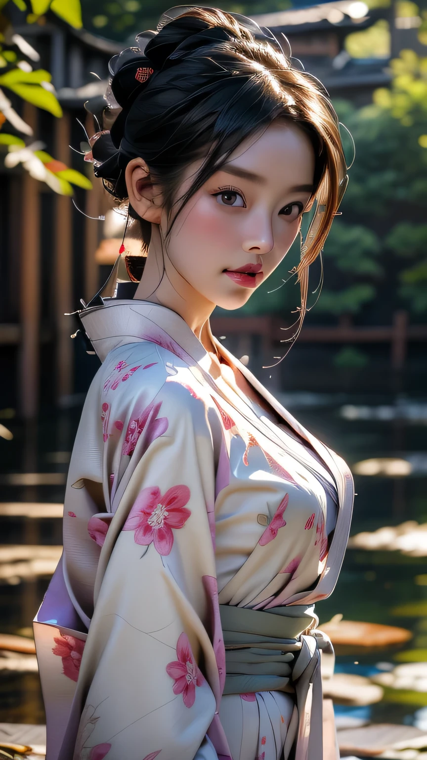 ((短い丈のkimono)), (Cinematic Light, 最high quality, 8k, masterpiece: 1.3), (The world is wonderful, Japanese Goddess, One beautiful woman in the Japan), (necklace, bracelet, anklet, Leg Ring), (Cleavage, sexly, Highly detailed breasts), (Big Tits), 短い丈のkimono, classic 短い丈のkimono, kimono, Japan kimono, intricate geisha 短い丈のkimono, blue kimono with floral pattern, Japanese style, wearing 短い丈のkimono, Legs wide open, Inspired by Kano Hogai, masterpiece, 最high quality, high quality, High resolution、((Upper body portrait))、((Pause_random)), ((短い丈のkimono))