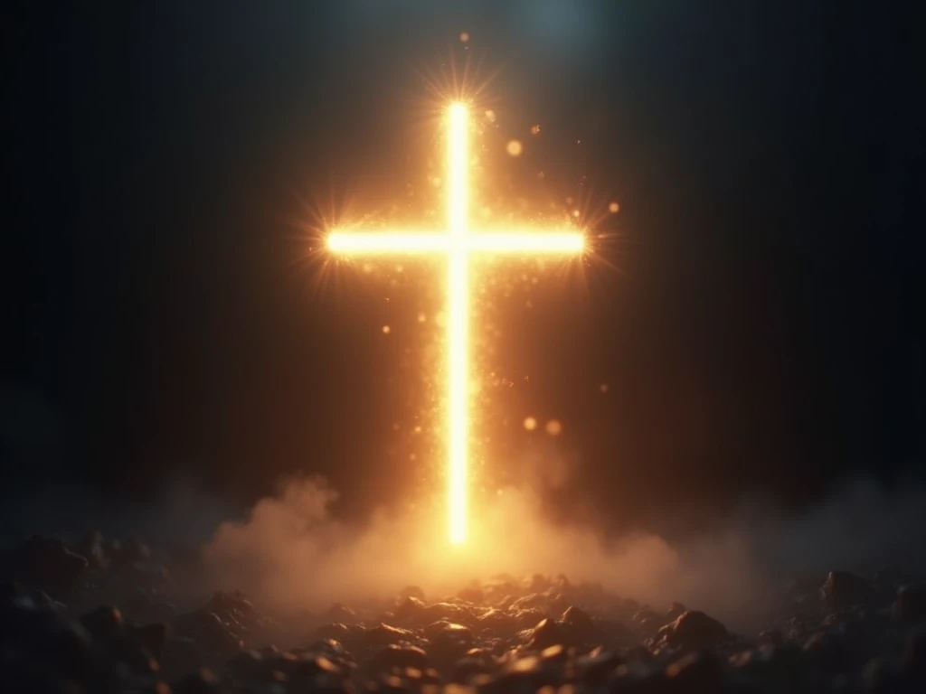 Cross shaped light, symbolizing transformation.