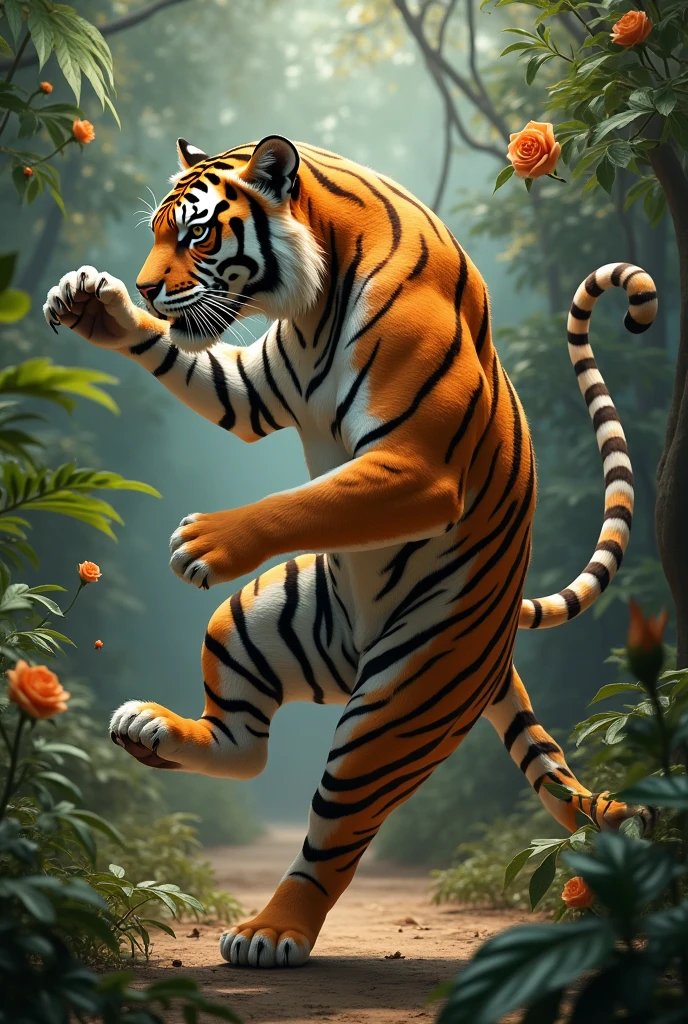 Bengal Indian tiger doing danceing