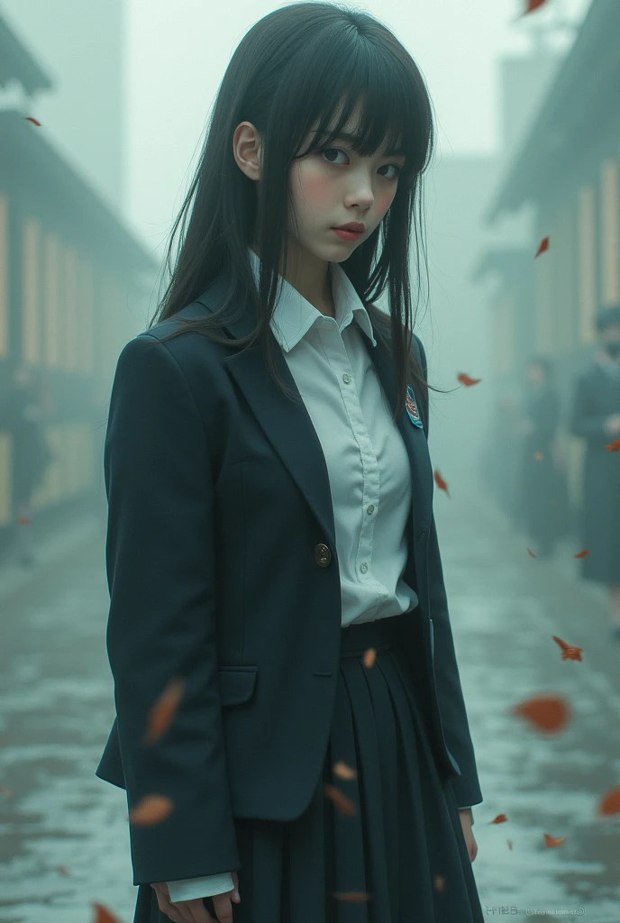 1 girl, Wearing a uniform, It's touched