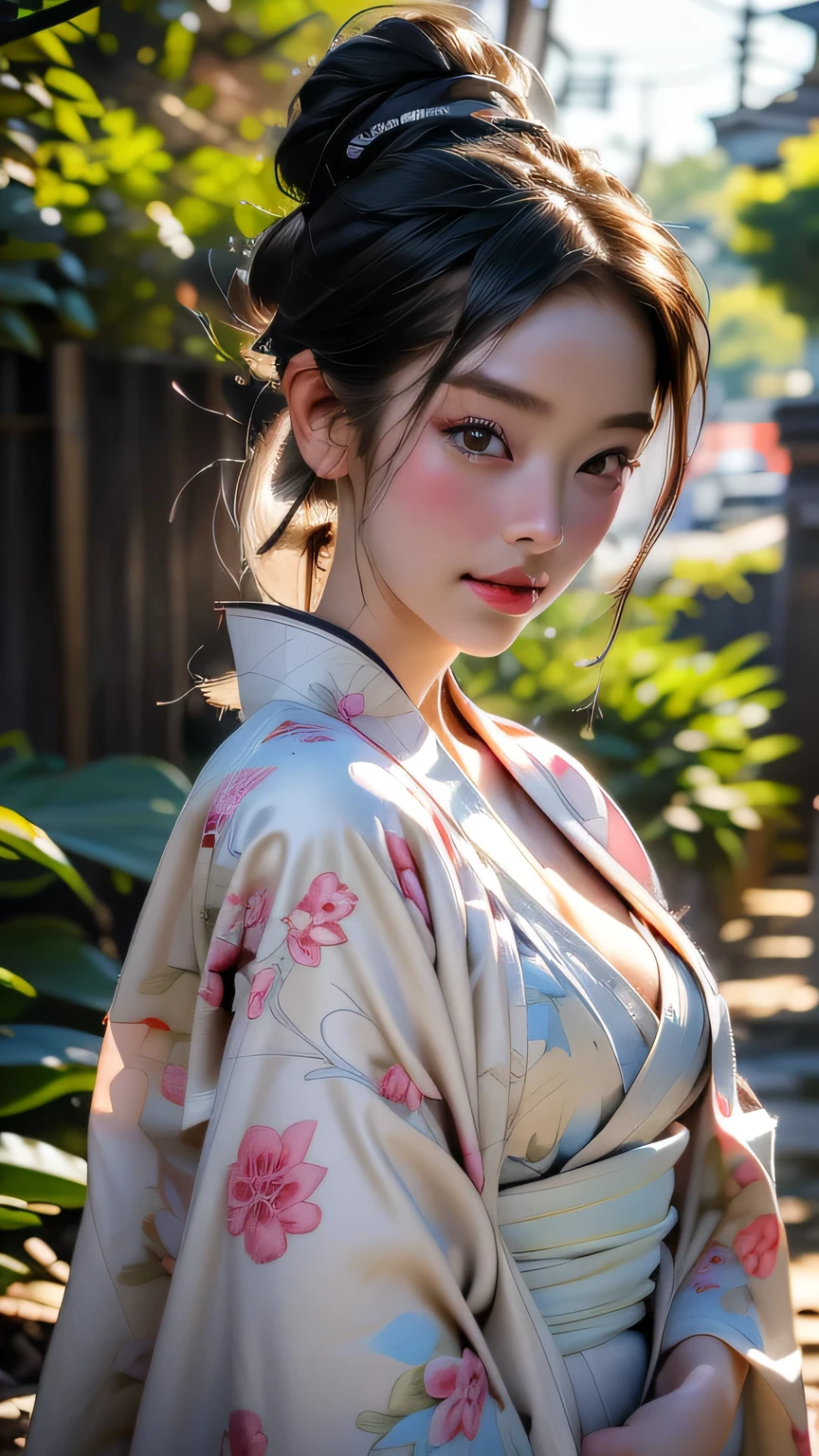 ((短い丈のkimono)), (Cinematic Light, 最high quality, 8k, masterpiece: 1.3), (The world is wonderful, Japanese Goddess, One beautiful woman in the Japan), (necklace, bracelet, anklet, Leg Ring), (Cleavage, sexly, Highly detailed breasts), (Big Tits), 短い丈のkimono, classic 短い丈のkimono, kimono, Japan kimono, intricate geisha 短い丈のkimono, blue kimono with floral pattern, Japanese style, wearing 短い丈のkimono, Legs wide open, Inspired by Kano Hogai, masterpiece, 最high quality, high quality, High resolution、((Upper body portrait))、((Pause_random)), ((短い丈のkimono))