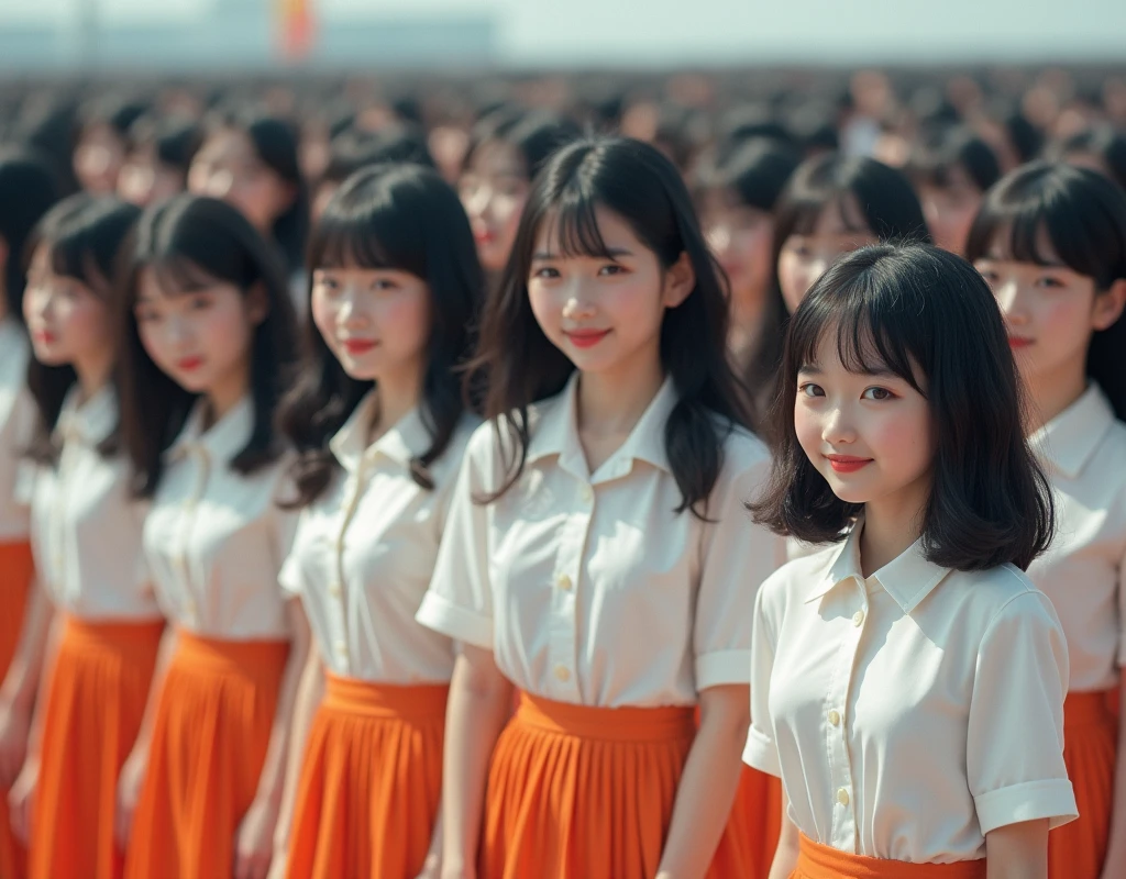 (((((Japanese Clone-girls=Myself))))), (((Super Best masterpiece Clone-girls Raw Photography Art))), (((16K, Highest quality, Ultra-high resolution, RAW Photos))), (((It&#39;s so unrealistic., With unparalleled depiction, With an unfathomable sight, An unprecedented and shocking worldview, Clone-girls: In a world of mass reproduction, Ultra-realistic))), (((Japanese Girls, Sasaki Nozomi, 26yo, Small face, Thick black hair, Medium to long hair, Dark Eyes, Mature face, Cute Smile, Smiling face, A gentle gaze, (((Very happy laughter)))))), (((Very beautiful detailed girls, Accurate body structure, Accurate body movements, Very detailed body, (((Super big breasts, Large bulge of ample breasts)))))), (((White short-sleeved shirt, I can see the cleavage, Emphasise the fullness of your breasts, Orange pleated mini skirt, Red color socks, Black leather shoes))), ((((((((Very detailed, Myself cloning, Depiction of splitting oneself, 1Myself girl→1,000,000,000,000,000,000,000,000,000,000Myself cloning girls)))))))), (((((((Myself clone-girlsから, Myself keeps multiplying, (Very detailed and intricate, To the exact, Flawless, (((In the same female body,With the same face, With the same hairstyle, In the same clothes, At the same height, 同じSuper big breastsである))), In a detailed depiction), 1,000,000,000,000,000,000,000,000,000,000 people))))))), (((((Myself girls only))))), (((((1,000,000,000,000,000,000,000,000,000,000Myself girls))))), (((((Very detailed depiction, Multiple or more Myselves, Physical contact, Pleasant conversation, Holding hands, Hug, walk, Turn around, Shift your gaze))))), (((Very detailed, Extremely crowded, Body-to-body contact with no gaps))), (Bright and soft light), (((((Clear and accurate perspective depiction, super wide view, Ultra-wide field of view, Focus on the average value of the image))))), A crowd of Myself filling up the horizon, Everyone is sexy!!!!