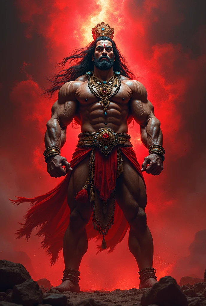 Generate bajrang bali best image in color:red&black in best bulk body