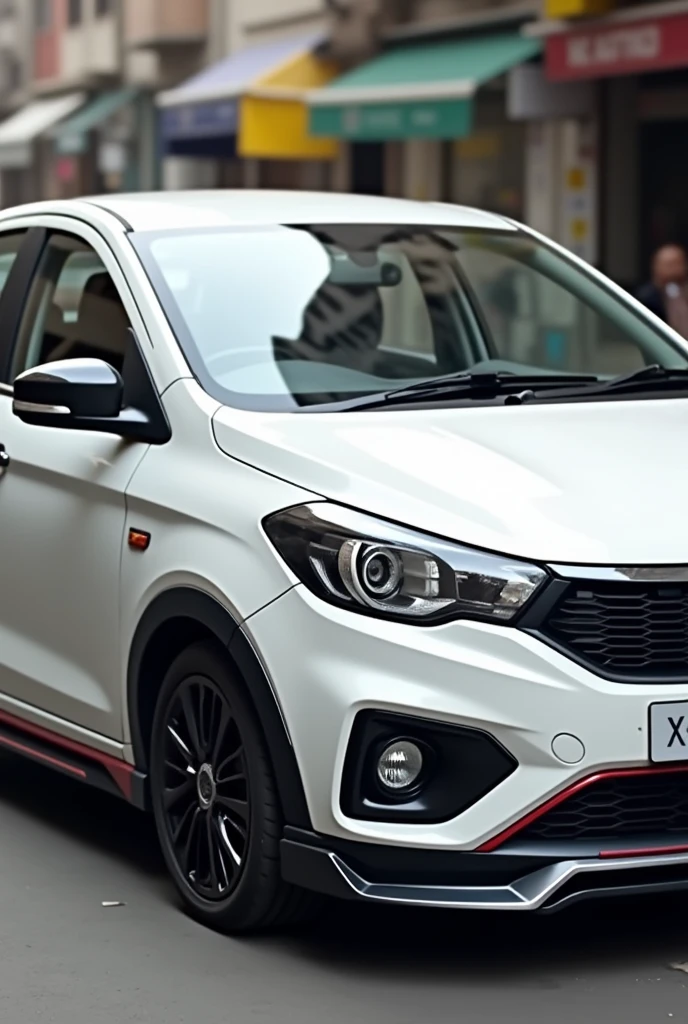 Tata tiago xe white color base model  modified with body kit  modification