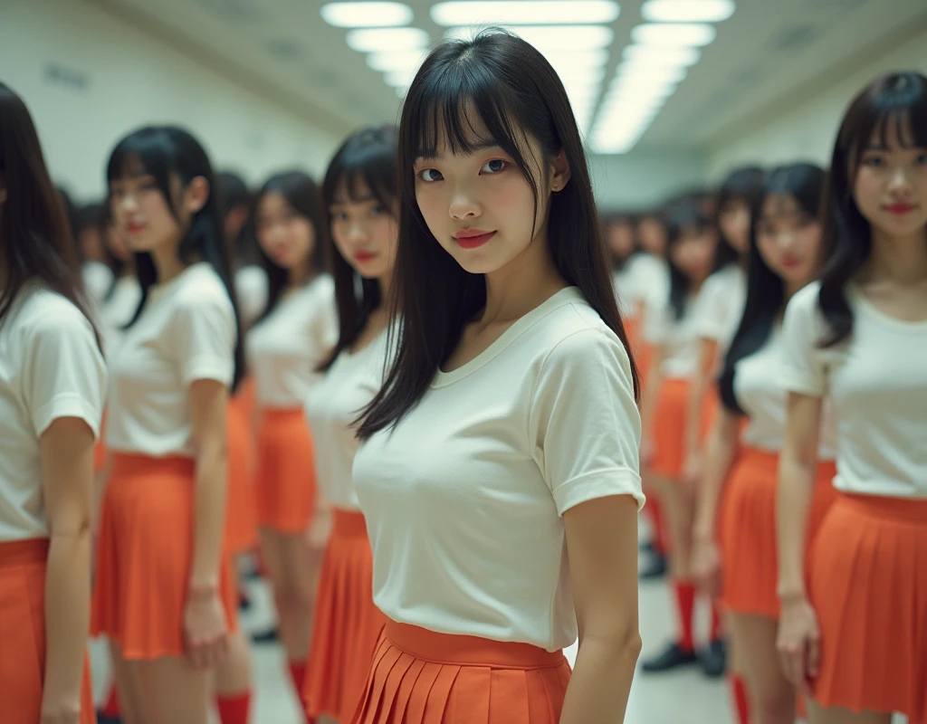(((((Japanese Clone-girls=Myself))))), (((Super Best masterpiece Clone-girls Raw Photography Art))), (((16K, Highest quality, Ultra-high resolution, RAW Photos))), (((It&#39;s so unrealistic., With unparalleled depiction, With an unfathomable sight, An unprecedented and shocking worldview, Clone-girls: In a world of mass reproduction, Ultra-realistic))), (((Japanese Girls, Sasaki Nozomi, 26yo, Small face, Thick black hair, Medium to long hair, Dark Eyes, Mature face, Cute Smile, Smiling face, A gentle gaze, (((Very happy laughter)))))), (((Very beautiful detailed girls, Accurate body structure, Accurate body movements, Very detailed body, (((Super big breasts, Large bulge of ample breasts)))))), (((White short-sleeved shirt, I can see the cleavage, Emphasise the fullness of your breasts, Orange pleated mini skirt, Red color socks, Black leather shoes))), ((((((((Very detailed, Myself cloning, Depiction of splitting oneself, 1Myself girl→1,000,000,000,000,000,000,000,000,000,000Myself cloning girls)))))))), (((((((Myself clone-girlsから, Myself keeps multiplying, (Very detailed and intricate, To the exact, Flawless, (((In the same female body,With the same face, With the same hairstyle, In the same clothes, At the same height, 同じSuper big breastsである))), In a detailed depiction), 1,000,000,000,000,000,000,000,000,000,000 people))))))), (((((Myself girls only))))), (((((1,000,000,000,000,000,000,000,000,000,000Myself girls))))), (((((Very detailed depiction, Multiple or more Myselves, Physical contact, Pleasant conversation, Holding hands, Hug, walk, Turn around, Shift your gaze))))), (((Very detailed, Extremely crowded, Body-to-body contact with no gaps))), (Bright and soft light), (((((Clear and accurate perspective depiction, super wide view, Ultra-wide field of view, Focus on the average value of the image))))), A crowd of Myself filling up the horizon, Everyone is sexy!!!!, I want to have sex