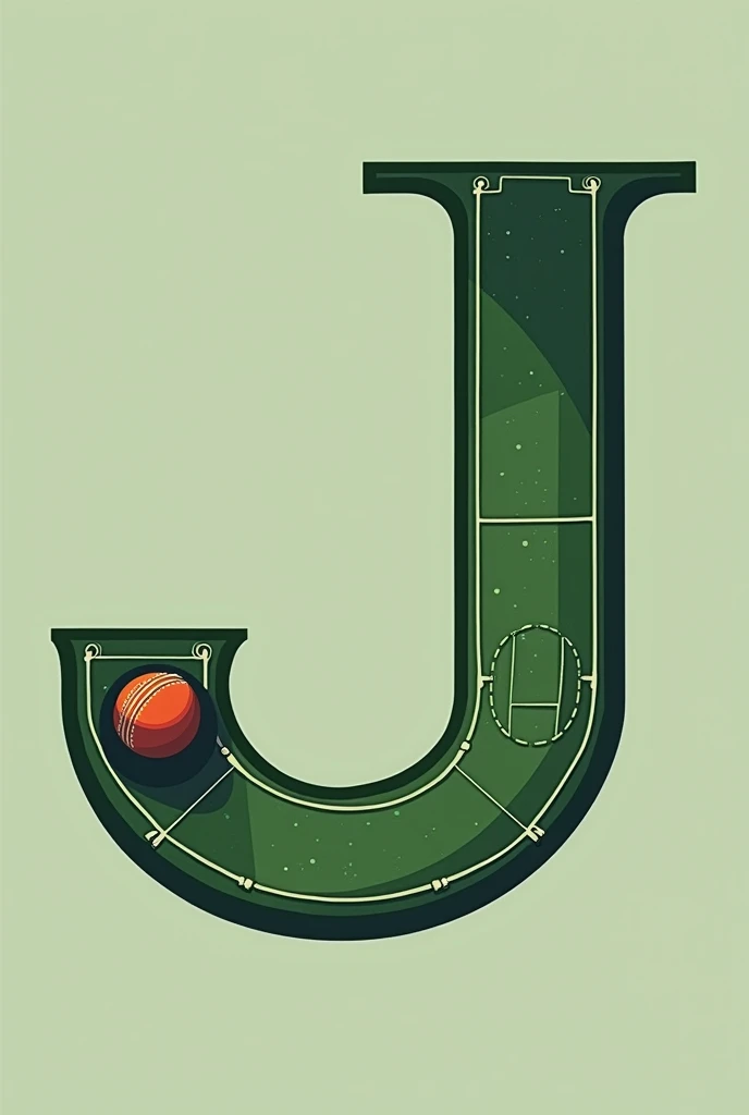 vector Logo from letter J using cricket field wrapped  inside