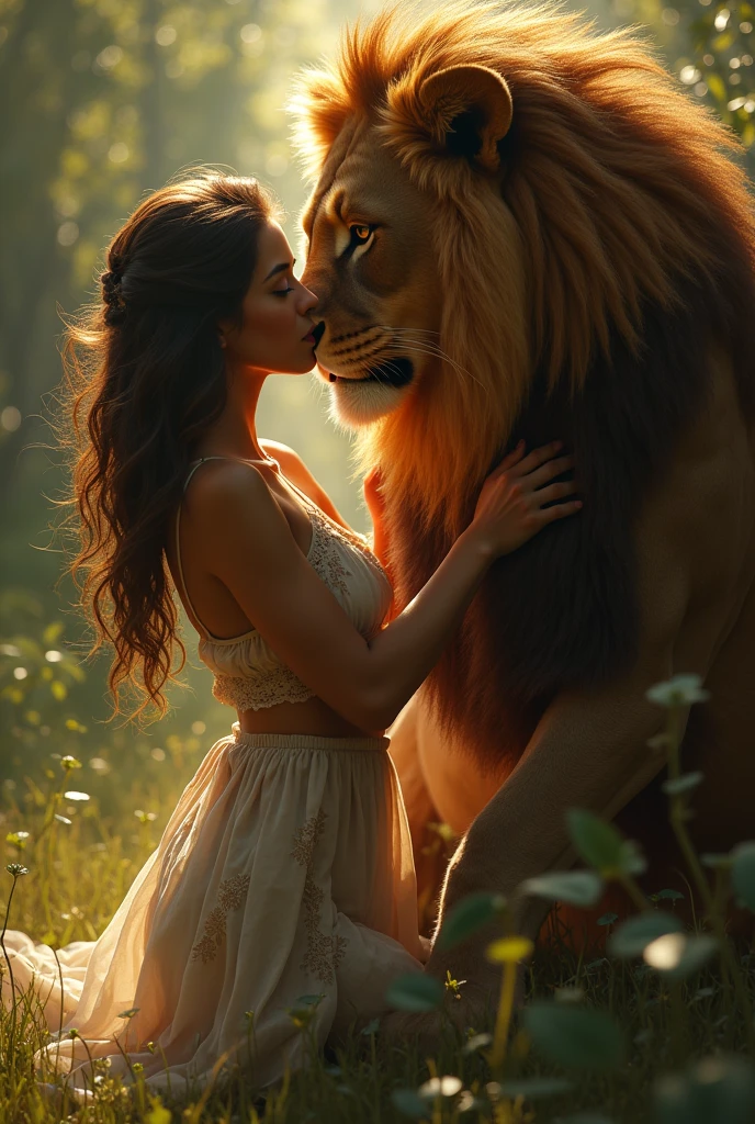 Sexy girl doing sex with lion