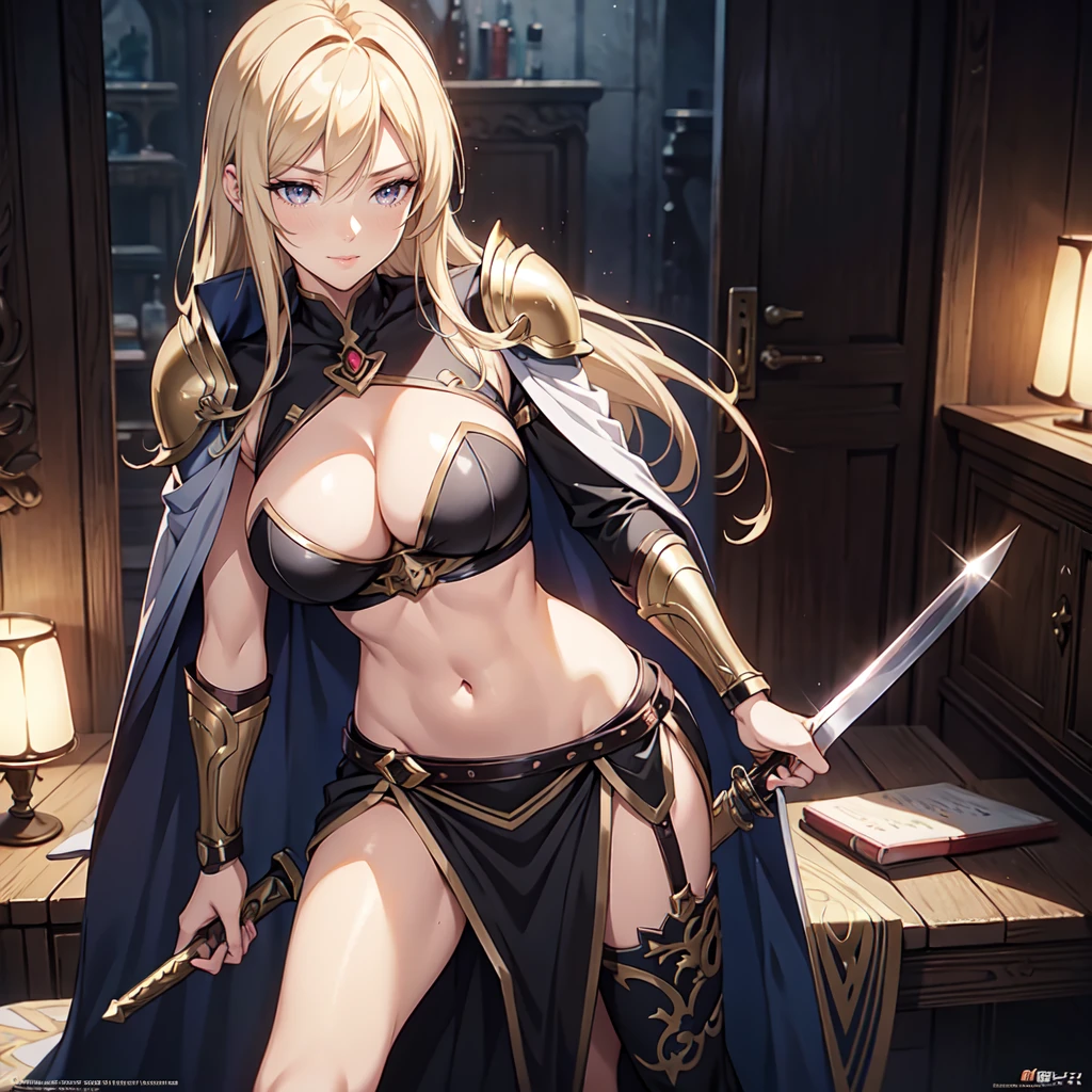 エレガントなMature Woman, beautiful, Two people, Two ,smile,Long Hair,Mature Woman,compensate,eyelash,blush, lipstick, masterpiece, Highest quality, Very detailed, Blonde,Black Hair,Fantasy , a Anime in armored dress holding a sword
posing for a picture, evil smile, Open your mouth, breastplate with open Cleavage, Cleavage, warrior outfit, Naughty anime style, Anime, Naughty style, (NSFW) , Naughty, Digital anime art!!, Anime Style, Official artwork, Visual Novel CG, beautiful anime girl, Anime Style 4k , Loincloth, Exposed abdomen, Exposed navel, Exposed abdomen, Exposed underbelly, Pencil Skirt Armor, Western Castle,Inside the city