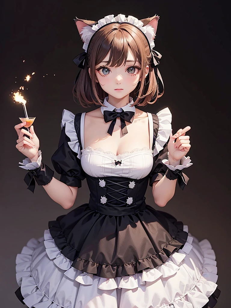 Catとリボンをつけた(Cat) Maid Costume