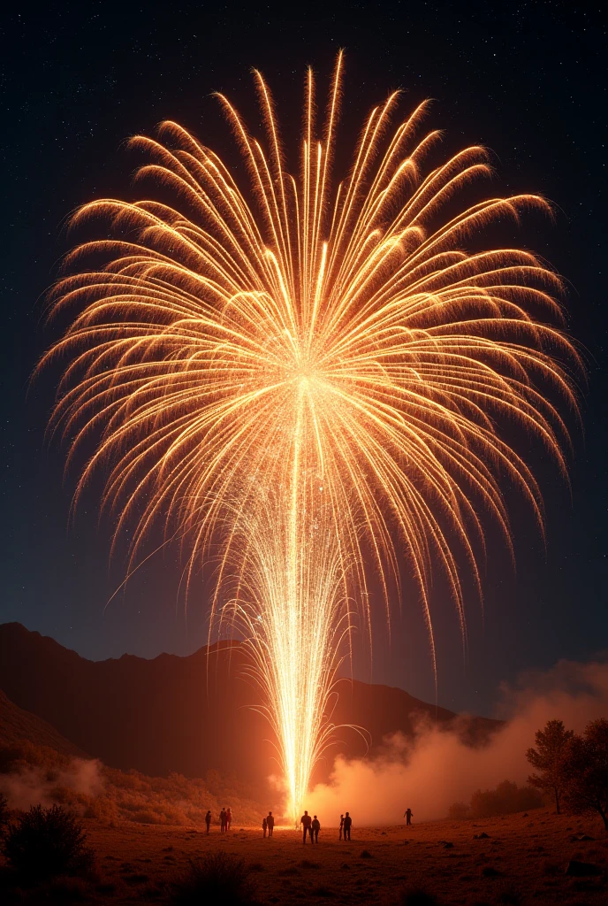 firework　gold　Sky full