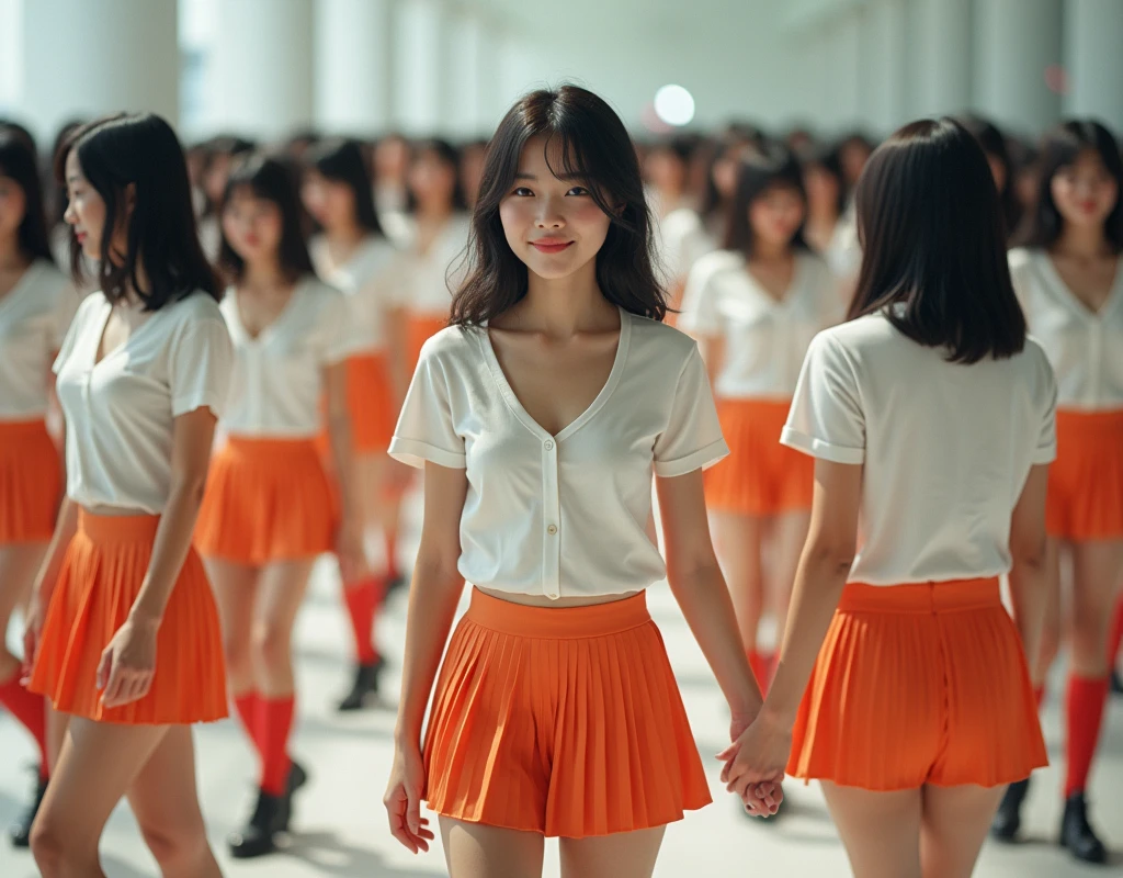 (((((Japanese Clone-girls=Myself))))), (((Super Best masterpiece Clone-girls Raw Photography Art))), (((16K, Highest quality, Ultra-high resolution, RAW Photos))), (((It's so unrealistic., With unparalleled depiction, With an unfathomable sight, An unprecedented and shocking worldview, Clone-girls: In a world of mass reproduction, Ultra-realistic))), (((Japanese Girls, Sasaki Nozomi, 26yo, Small face, Thick black hair, Medium to long hair, Dark Eyes, Mature face, Cute Smile, Smiling face, A gentle gaze, (((Very happy laughter)))))), (((Very beautiful detailed girls, Accurate body structure, Accurate body movements, Very detailed body, (((Super big breasts, Large bulge of ample breasts)))))), (((White short-sleeved shirt, I can see the cleavage, Emphasise the fullness of your breasts, Orange pleated mini skirt, Red color socks, Black leather shoes))), ((((((((Very detailed, Myself cloning, Depiction of splitting oneself, 1Myself girl→1,000,000,000,000,000,000,000,000,000,000Myself cloning girls)))))))), (((((((Myself clone-girlsから, Myself keeps multiplying, (Very detailed and intricate, To the exact, Flawless, (((In the same female body,With the same face, With the same hairstyle, In the same clothes, At the same height, 同じSuper big breastsである))), In a detailed depiction), 1,000,000,000,000,000,000,000,000,000,000 people))))))), (((((Myself girls only))))), (((((1,000,000,000,000,000,000,000,000,000,000Myself girls))))), (((((Very detailed depiction, Multiple or more Myselves, Physical contact, Pleasant conversation, Holding hands, Hug, walk, Turn around, Shift your gaze))))), (((Very detailed, Extremely crowded, Body-to-body contact with no gaps))), (Bright and soft light), (((((Clear and accurate perspective depiction, super wide view, Ultra-wide field of view, Focus on the average value of the image))))), A crowd of Myself filling up the horizon, Everyone is sexy!!!!, I want to touch each other, I want to have sex with everyone