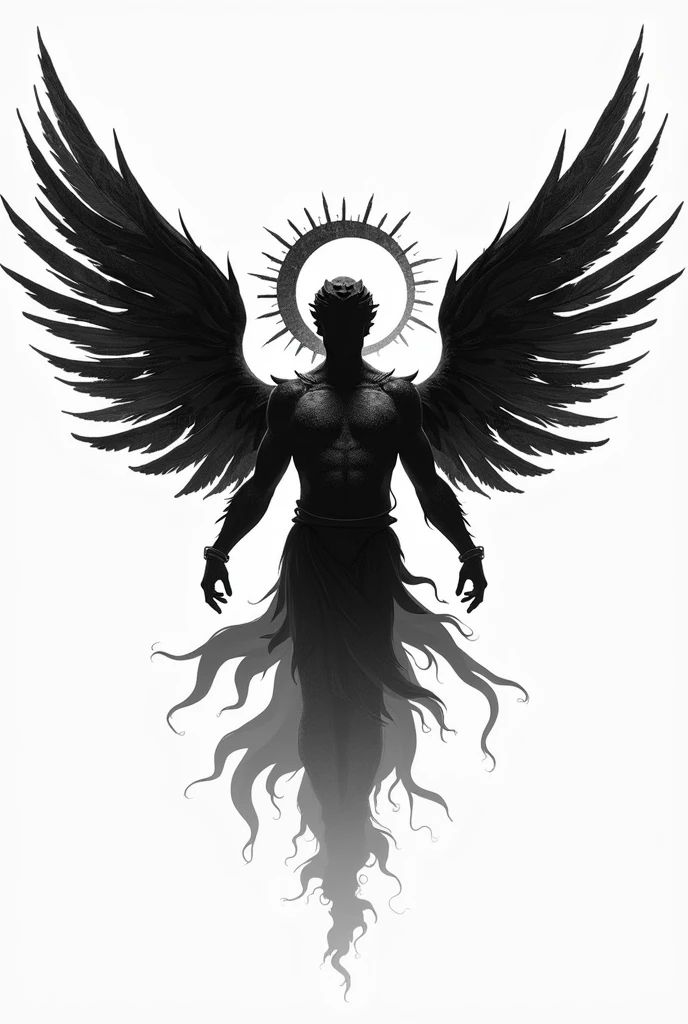 Logo in board game is about lucifer and st.michael. Black and white logo as a symbol. Not too scary but not too cute
