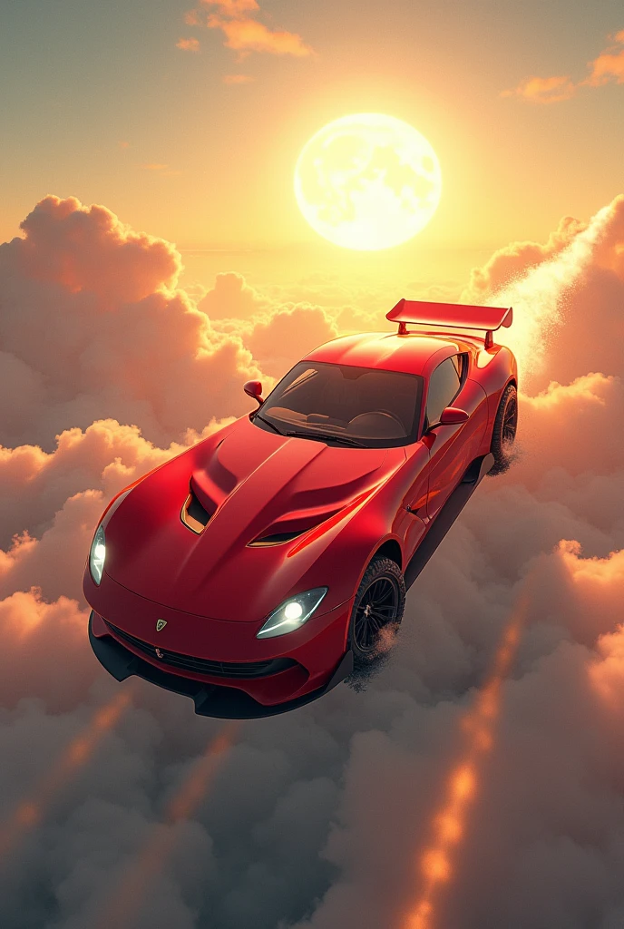 Red Car is flying in sky to reach sun
But load is breaking car