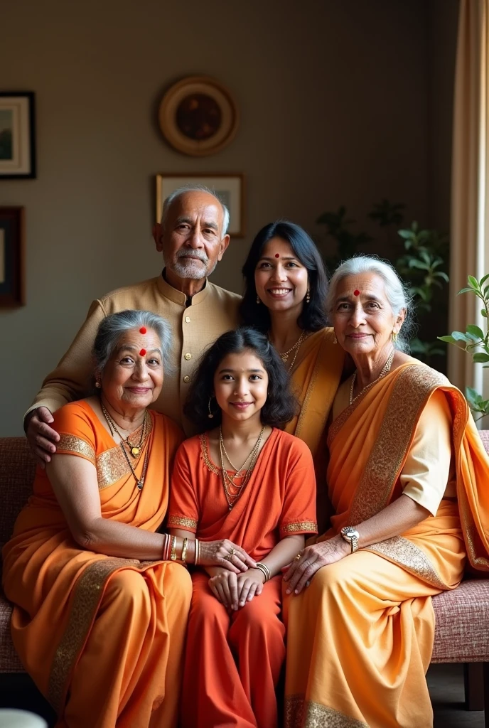 6 members indian family photo