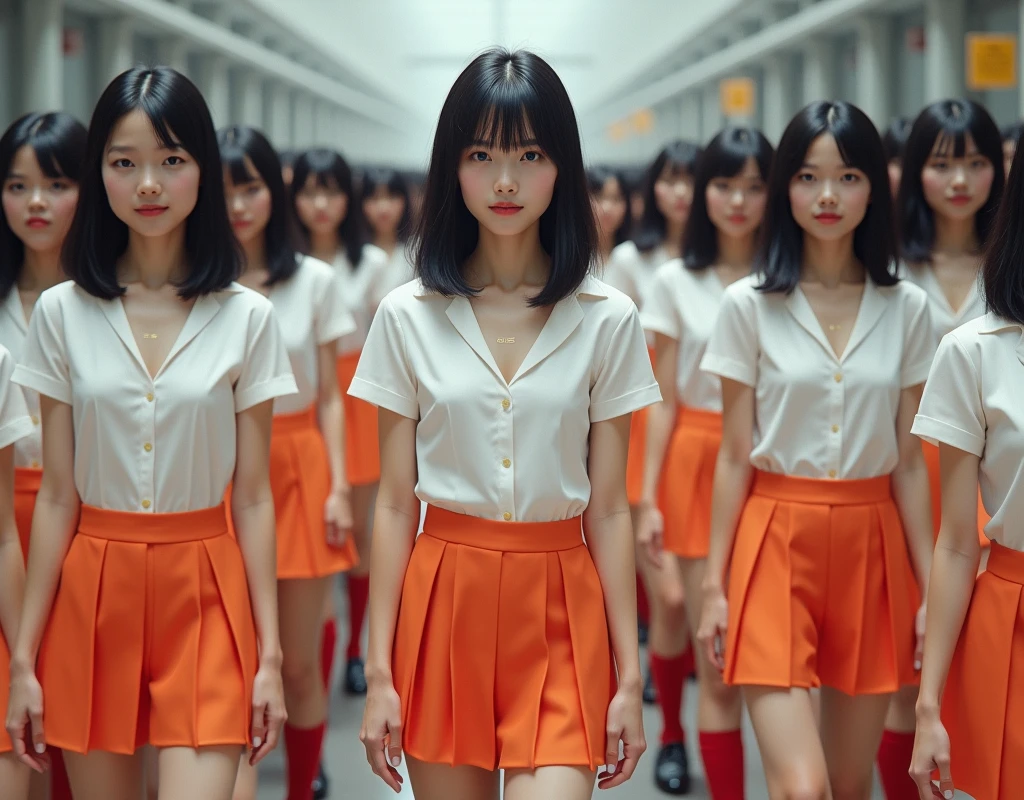 (((((Japanese Clone-girls=Myself))))), (((Super Best masterpiece Clone-girls Raw Photography Art))), (((16K, Highest quality, Ultra-high resolution, RAW Photos))), (((It&#39;s so unrealistic., With unparalleled depiction, With an unfathomable sight, An unprecedented and shocking worldview, Clone-girls: In a world of mass reproduction, Ultra-realistic))), (((Japanese Girls, Sasaki Nozomi, 26yo, Small face, Thick black hair, Medium to long hair, Dark Eyes, Mature face, Cute Smile, Smiling face, A gentle gaze, (((Very happy laughter)))))), (((Very beautiful detailed girls, Accurate body structure, Accurate body movements, Very detailed body, (((Super big breasts, Large bulge of ample breasts)))))), (((White short-sleeved shirt, I can see the cleavage, Emphasise the fullness of your breasts, Orange pleated mini skirt, Red color socks, Black leather shoes))), ((((((((Very detailed, Myself cloning, Depiction of splitting oneself, 1Myself girl→1,000,000,000,000,000,000,000,000,000,000Myself cloning girls)))))))), (((((((Myself clone-girlsから, Myself keeps multiplying, (Very detailed and intricate, To the exact, Flawless, (((In the same female body,With the same face, With the same hairstyle, In the same clothes, At the same height, 同じSuper big breastsである))), In a detailed depiction), 1,000,000,000,000,000,000,000,000,000,000 people))))))), (((((Myself girls only))))), (((((1,000,000,000,000,000,000,000,000,000,000Myself girls))))), (((((Very detailed depiction, Multiple or more Myselves, Physical contact, Pleasant conversation, Holding hands, Hug, walk, Turn around, Shift your gaze))))), (((Very detailed, Extremely crowded, Body-to-body contact with no gaps))), (Bright and soft light), (((((Clear and accurate perspective depiction, super wide view, Ultra-wide field of view, Focus on the average value of the image))))), A crowd of Myself filling up the horizon, Everyone is sexy!!!!, I want to touch each other, I want to have sex with everyone, I want to overlap