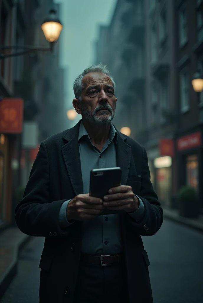 Guy standing sad with a mobile phone box in hand