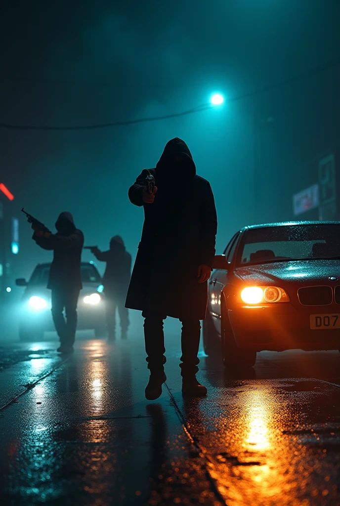 Profile picture for YouTube that shows cars lighting up the street, guns in the dark, people with hoods and my name David.507_tv