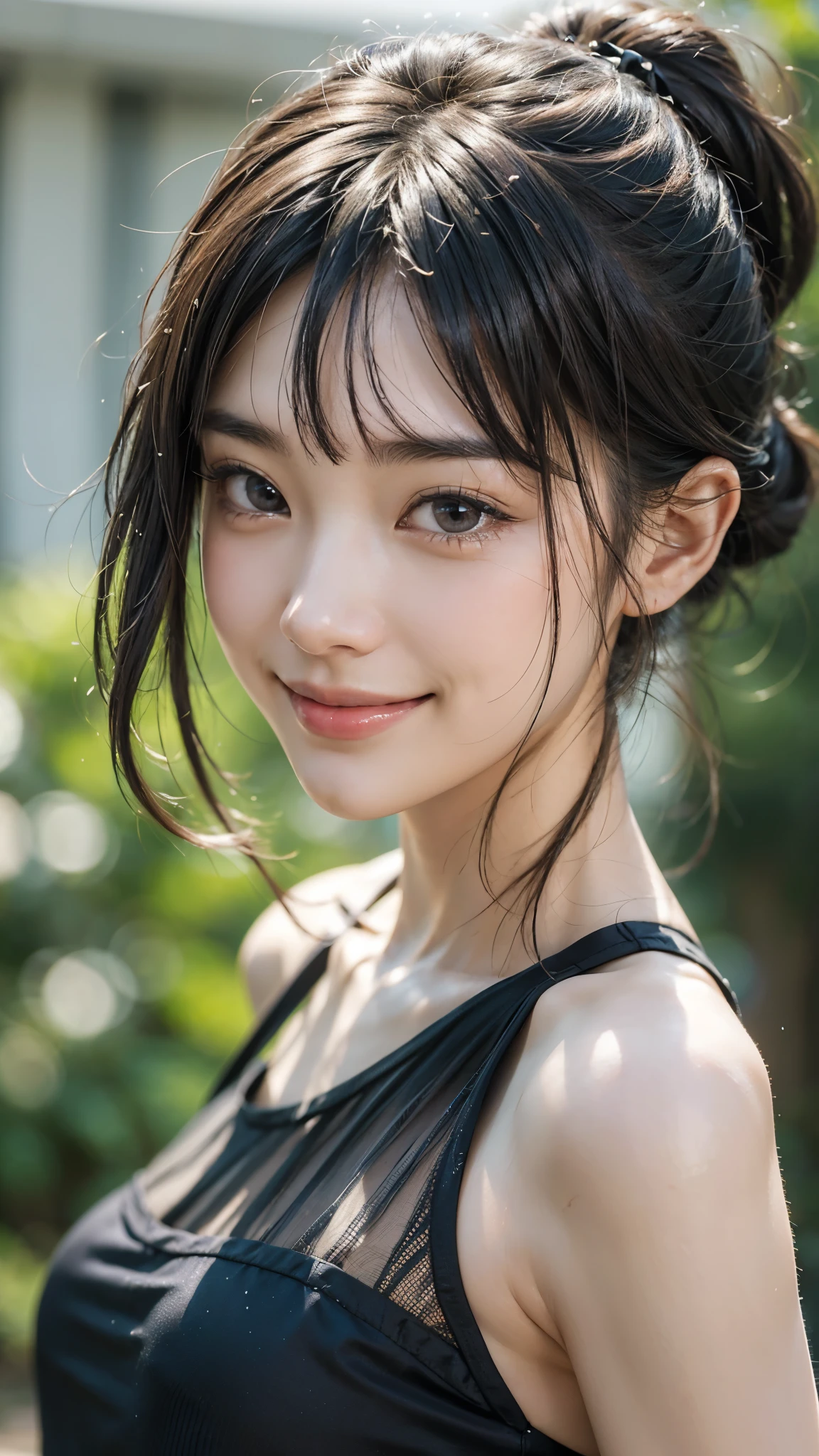 (Beauty写真)
(Mastepiece:1.3)A beautiful Japanese person((Frontal smiling photo:1.4)),((Blushing)),Beauty,((Smile)),Beautiful face,(Lifelike face),Beautiful delicate eyes,((One-piece dress)),Realistic eyes,Beautiful skin,Realistic skin texture(Real Skin)Radiant Skin,Professional Lighting,((Jet black, glossy, straight)),((Short bangs)),Black T-shirt,Mid-chest,High resolution,Sharp Focus,Ultra high definition eyes,