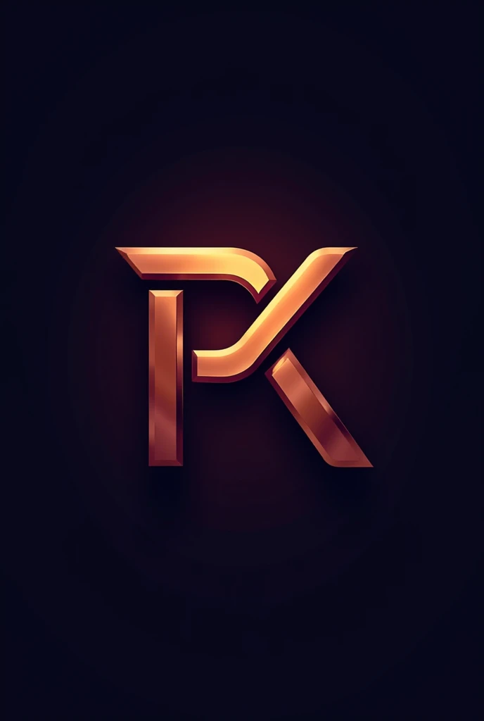 Design a unique monogram logo featuring the initials "PUNIT KARENAVAR" intertwined in a creative and unexpected way. The design should be dynamic and memorable, incorporating a blend of sharp angles and curves. Experiment with color gradients or metallic finishes to add depth.