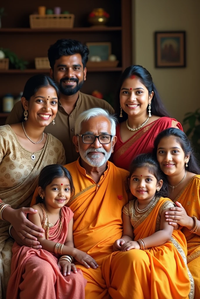 6 members indian family photo