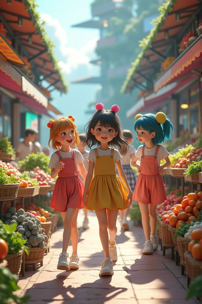 Ai vegetable market girls