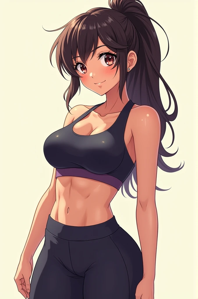 Anime woman in gym clothes and hot