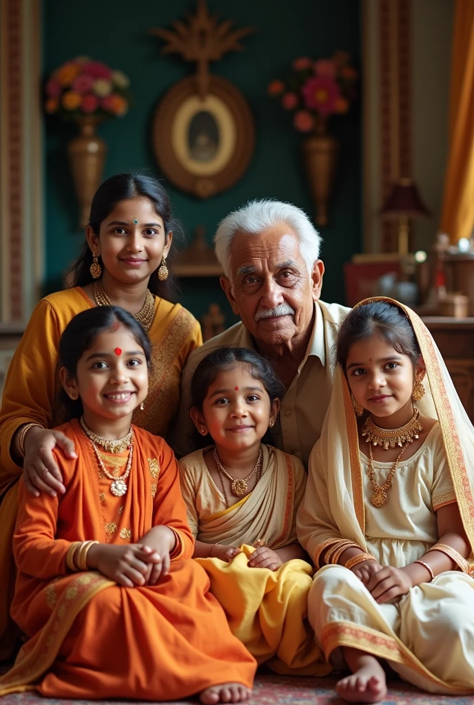 6 members indian family photo