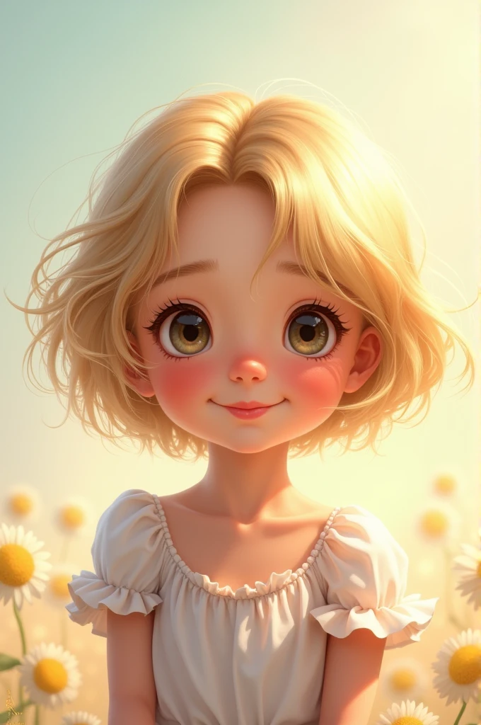Blonde girl, short hair, cute