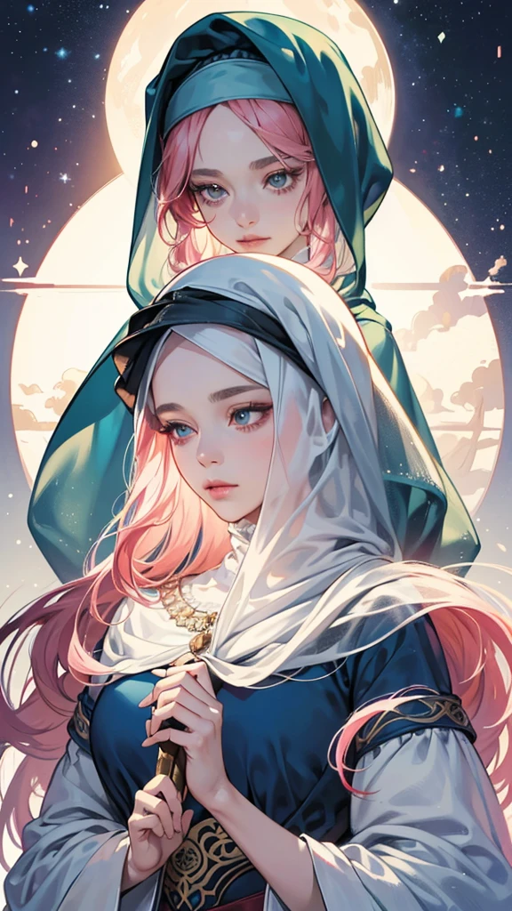 (best quality,4k,8k,highres,masterpiece:1.2),ultra-detailed,(realistic,photorealistic,photo-realistic:1.37),portrait,woman,close up,silver dress,blue dress,detailed eyes,detailed lips,artgerm style,exquisite art,beautiful armor,artstation:chengwei pan,captivating expression,long flowing hair,delicate jewelry,shimmering fabric,soft lighting,vibrant colors,graceful pose,subtle highlights,sublime beauty,sublime background.(((WEARING HEADSCARF A ISLAMIC VEIL ON HEAD, ILLUSTRATION)))
young female albino skin, snow white skin, white hair,lovely face, crimson lovely big eyes, crimson medieval clothes, innocent face, islamic islamic islamic islamic mythologicalA extremely delicate and beautiful silver-haired girl,Blue pupils,Intricate details, depth of focus,highly detailed, digital painting, artstation, concept art, character art, art by greg rutkowski and tyler jacobson and alphonse mucha Islamic Islamic 8k big lovely eyed wearing veil on head islamic wearing a headscarf veil 👰♀ big huge lovely eyes a detailed portrait of a cute goth brunette girl, by justin gerard and greg rutkowski and agnes cecile, digital art, realistic painting, dnd, character design, trending on artstation islamic islamic beautiful like moon young female albino skin, snow white skin, white curly hair, slender face, crimson eyes, crimson medieval clothes, innocent face, islamic islamic islamic islamic mythological big eyed, big eyed silver COLOR EYES,
big huge lovely big lovely eyed and large eyelashes
white long hair red lovely eyes extremely beautiful cute and innocent face girl fantasy blue long hair, green eyes, blue star on the left cheek, singing girl islamic islamic extremely detailed white skin wearing pink color rose dress 🌹 everywhere young female albino skin, snow white skin, slender face, red eyes, crimson islamic clothes, innocent face, islamic islamic islamic islamic red lovely big lovely eyed woman with veil islamic islamic beautiful like moon have pink hair, crystal like wo