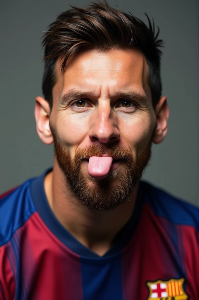 A photo of Leo Messi with a penis in his mouth