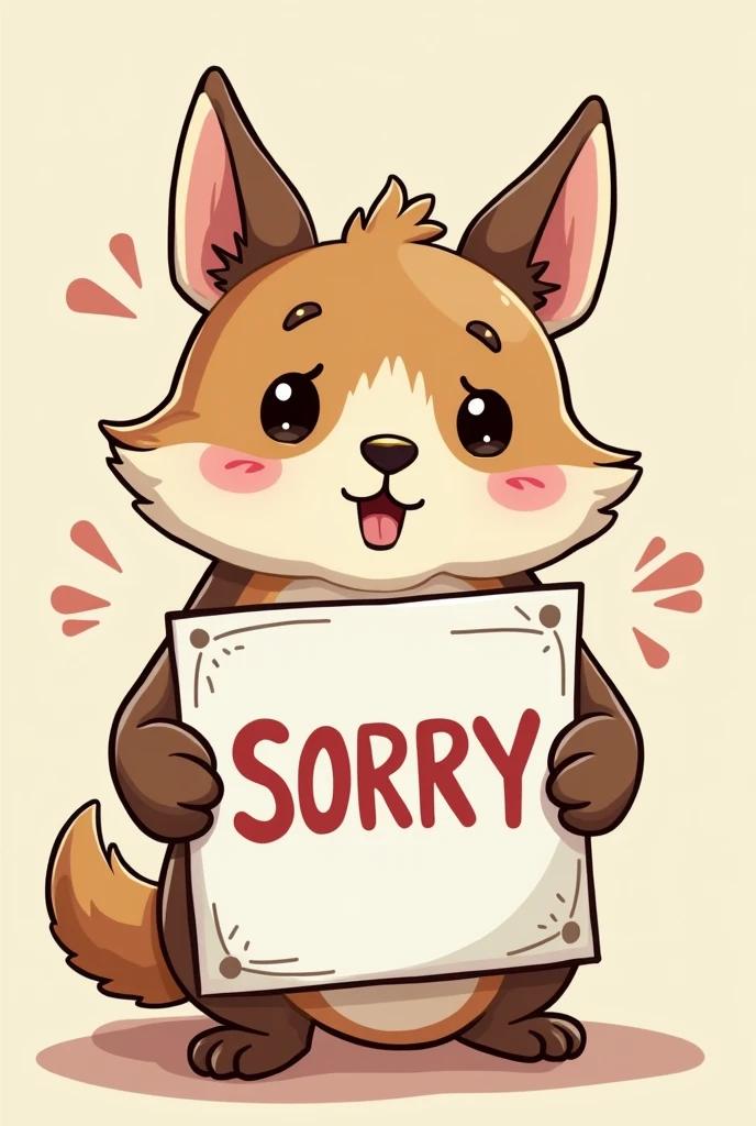 Cartoon which hold a sorry board