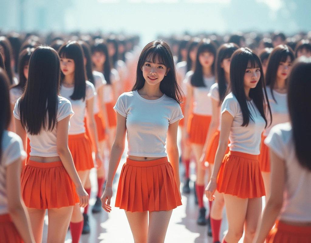 (((((Japanese Clone-girls=Myself))))), (((Super Best masterpiece Clone-girls Raw Photography Art))), (((16K, Highest quality, Ultra-high resolution, RAW Photos))), (((It&#39;s so unrealistic., With unparalleled depiction, With an unfathomable sight, An unprecedented and shocking worldview, Clone-girls: In a world of mass reproduction, Ultra-realistic))), (((Japanese Girls, Sasaki Nozomi, 26yo, Small face, Thick black hair, Medium to long hair, Dark Eyes, Mature face, Cute Smile, Smiling face, A gentle gaze, (((Very happy laughter)))))), (((Very beautiful detailed girls, Accurate body structure, Accurate body movements, Very detailed body, (((Super big breasts, Large bulge of ample breasts)))))), (((White short-sleeved shirt, I can see the cleavage, Emphasise the fullness of your breasts, Orange pleated mini skirt, Red color socks, Black leather shoes))), ((((((((Very detailed, Myself cloning, Depiction of splitting oneself, 1Myself girl→1,000,000,000,000,000,000,000,000,000,000Myself cloning girls)))))))), (((((((Myself clone-girlsから, Myself keeps multiplying, (Very detailed and intricate, To the exact, Flawless, (((In the same female body,With the same face, With the same hairstyle, In the same clothes, At the same height, 同じSuper big breastsである))), In a detailed depiction), 1,000,000,000,000,000,000,000,000,000,000 people))))))), (((((Myself girls only))))), (((((1,000,000,000,000,000,000,000,000,000,000Myself girls))))), (((((Very detailed depiction, Multiple or more Myselves, Physical contact, Pleasant conversation, Holding hands, Hug, walk, Turn around, Shift your gaze))))), (((Very detailed, Extremely crowded, Body-to-body contact with no gaps))), (Bright and soft light), (((((Clear and accurate perspective depiction, super wide view, Ultra-wide field of view, Focus on the average value of the image))))), A crowd of Myself filling up the horizon, Everyone is sexy!!!!, I want to touch each other, I want to have sex with everyone, I want to put my boobs together, Sex with a group of people!!!!!