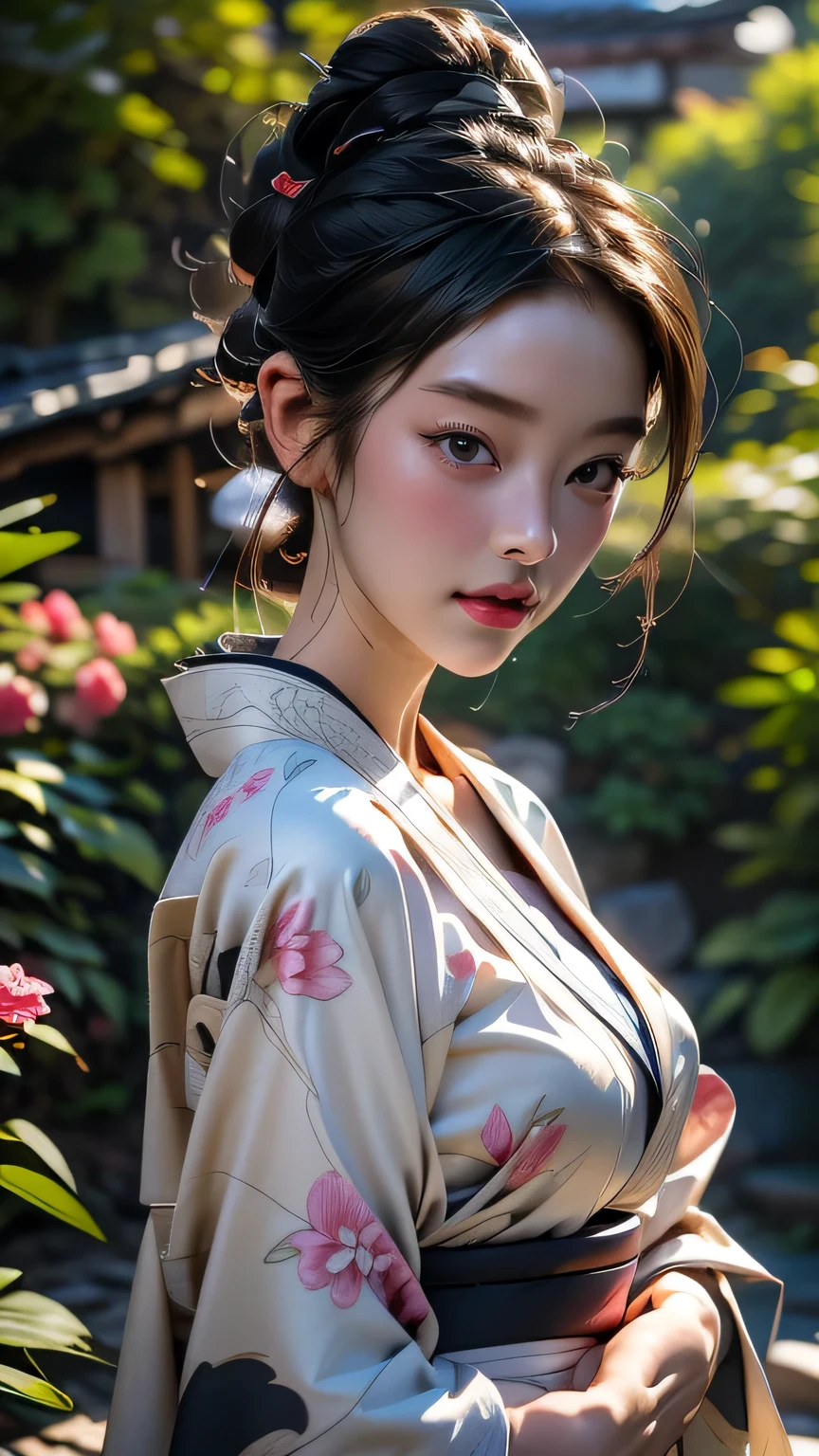 ((短い丈のkimono)), (Cinematic Light, 最high quality, 8k, masterpiece: 1.3), (The world is wonderful, Japanese Goddess, One beautiful woman in the Japan), (necklace, bracelet, anklet, Leg Ring), (Cleavage, sexly, Highly detailed breasts), (Big Tits), 短い丈のkimono, classic 短い丈のkimono, kimono, Japan kimono, intricate geisha 短い丈のkimono, blue kimono with floral pattern, Japanese style, wearing 短い丈のkimono, Legs wide open, Inspired by Kano Hogai, masterpiece, 最high quality, high quality, High resolution、((Upper body portrait))、((Pause_random)), ((短い丈のkimono))