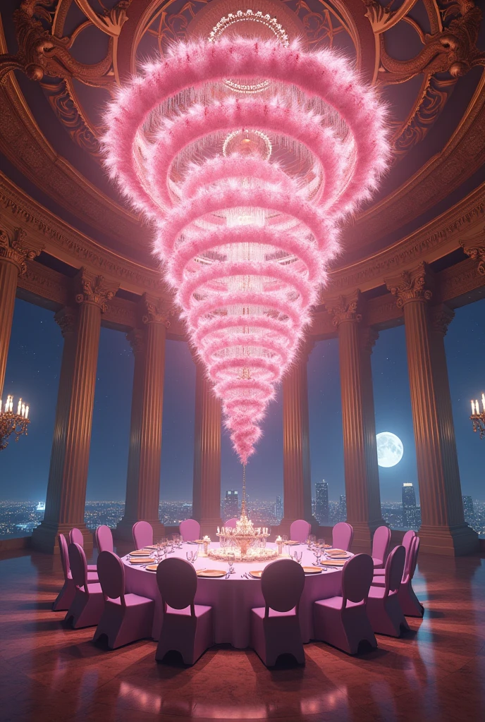 A tremendous god々Shi Big beautiful chandelier The number 10 covered in pink feathers (((((((Central 10)))))) ((((((((Number 10)))))))) Celebration Time The flow of time lives with music in memories Soft Light A solitary dinner party at the Palace of Versailles Hall of Mirrors The magic of the full moon shining in the dark night The other dimension is pink (((((((No people in sight))))))