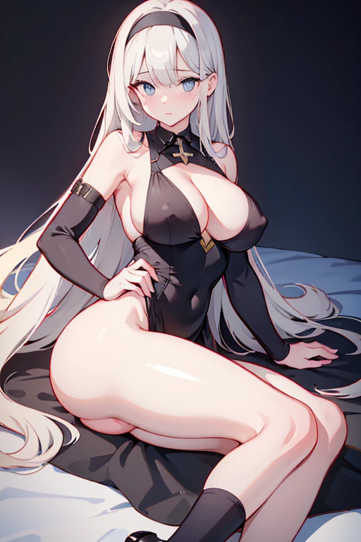 ((Highest quality)), ((masterpiece)), (detailed), One person, sexy. clergyman. Nuns.Long Breasts. Big ass. Thick legs. pale skin. Long Breasts. slit. Saggy breasts. puffy nipples. lick the penis.