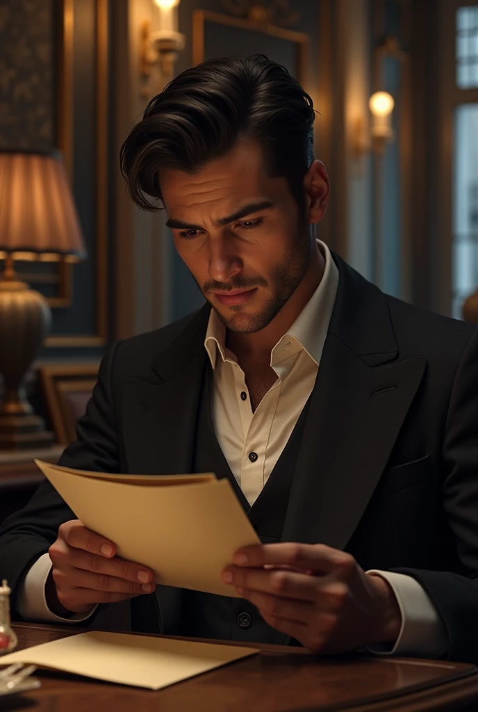 Parisian man reading a letter