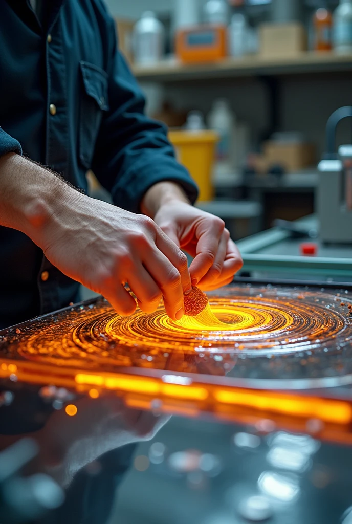 Mixing resin with glass fibre 
