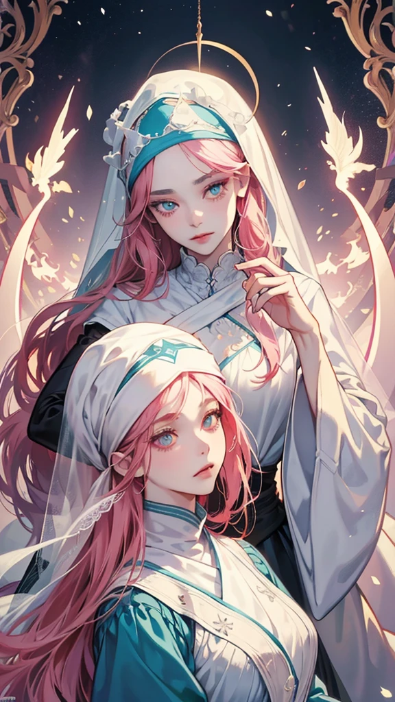 1,girl 1 girl princess.full bodyoutfit(((WEARING HEADSCARF A ISLAMIC VEIL ON HEAD,  ILLUSTRATION)))
young female albino skin, snow white skin, white  hair,lovely face, crimson lovely big eyes, crimson medieval clothes, innocent face, islamic islamic islamic islamic mythologicalA extremely delicate and beautiful silver-haired girl,Blue pupils,Intricate details, depth of focus,highly detailed, digital painting, artstation, concept art, character art, art by greg rutkowski and tyler jacobson and alphonse mucha Islamic Islamic 8k big lovely eyed wearing veil on head islamic wearing a headscarf veil 👰‍♀ big huge lovely eyes a detailed portrait of a cute goth brunette girl, by justin gerard and greg rutkowski and agnes cecile, digital art, realistic painting, dnd, character design, trending on artstation islamic islamic beautiful like moon young female albino skin, snow white skin, white curly hair, slender face, crimson eyes, crimson medieval clothes, innocent face, islamic islamic islamic islamic mythological big eyed, big eyed silver COLOR EYES, 
big huge lovely big lovely eyed and large eyelashes 
white long hair red lovely eyes extremely beautiful cute and innocent face girl fantasy blue long hair, green eyes, blue star on the left cheek, singing girl islamic islamic  extremely detailed white skin wearing pink color rose dress 🌹 everywhere young female albino skin, snow white skin, slender face, red eyes, crimson islamic  clothes, innocent face, islamic islamic islamic islamic red lovely big lovely eyed woman with veil  islamic islamic beautiful like moon have pink hair,  
